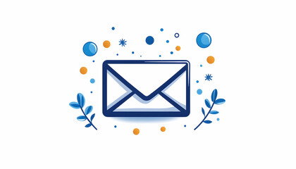 Email icon for newsletters or marketing with stylized dots and plant decoration generative AI