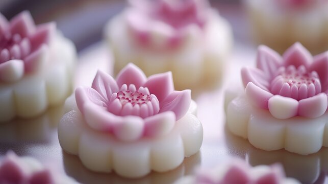Cool Japanese Sweets with Lotus Motif. Traditional and Artistic Confections with Lotus Patterns.