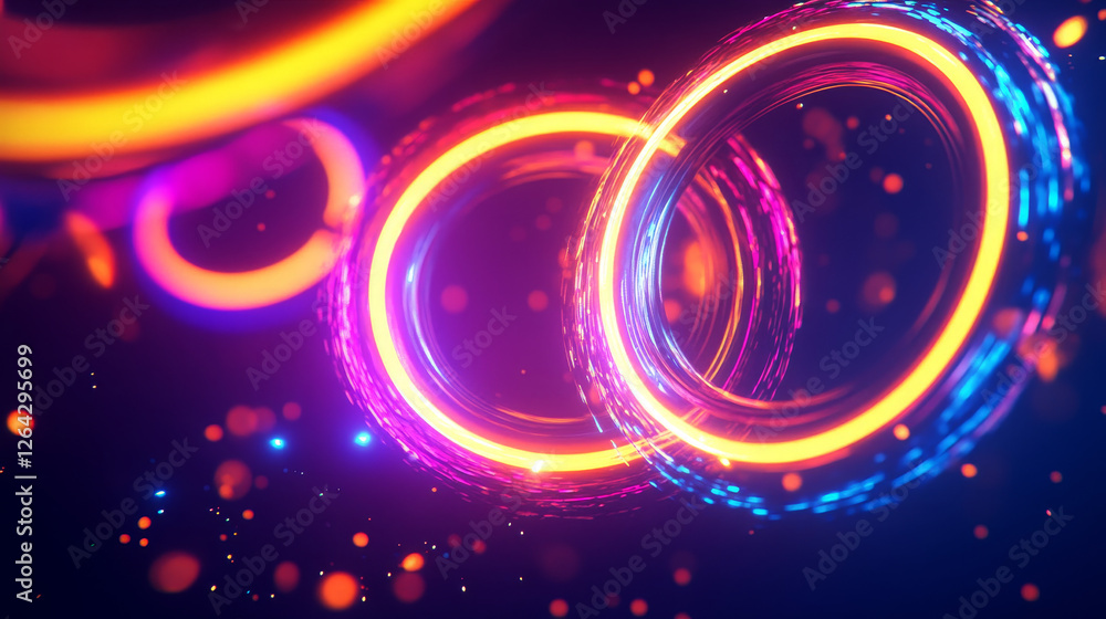 Poster optical halo flares with neon light vector effect set isolated on transparent background. circle len