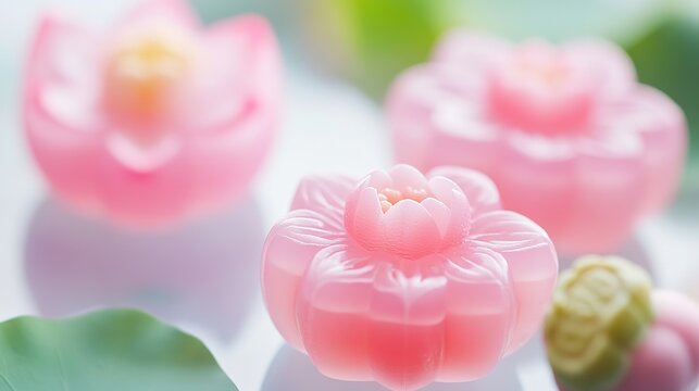 Cool Japanese Sweets with Lotus Motif. Traditional and Artistic Confections with Lotus Patterns.