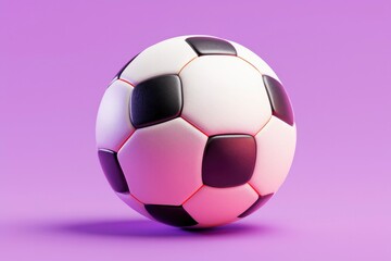 Naklejka premium Soccer ball close-up with plain purple background for sports themes, lessons