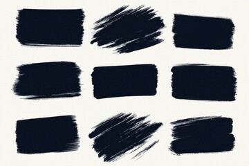 Black grunge brush strokes on a white background. Usable for design projects