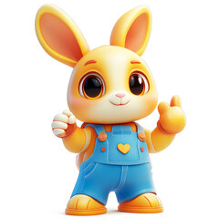 Adorable 3D Cartoon Bunny: A Happy, Playful Rabbit Character Illustration