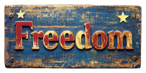 Celebrating freedom a rustic wooden sign home indoor isolated on transparent background