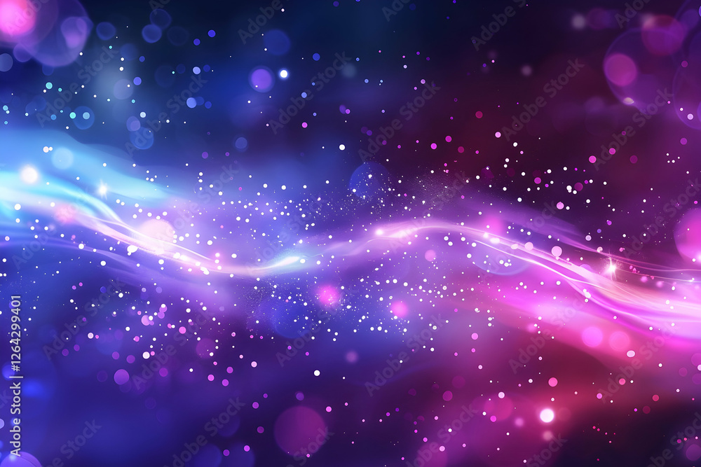 Poster vibrant abstract background with flowing colors and sparkling lights, ideal for digital design proje