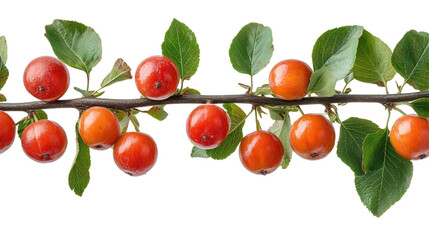 Harvesting fresh apples on a branch orchard setting nature isolated on transparent background