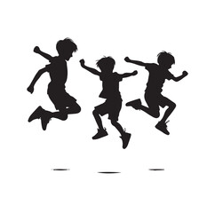 Kids mid-air jumping silhouette vector illustration