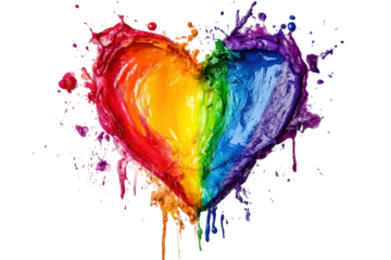 Celebrating love with vibrant rainbow heart abstract design isolated on transparent background