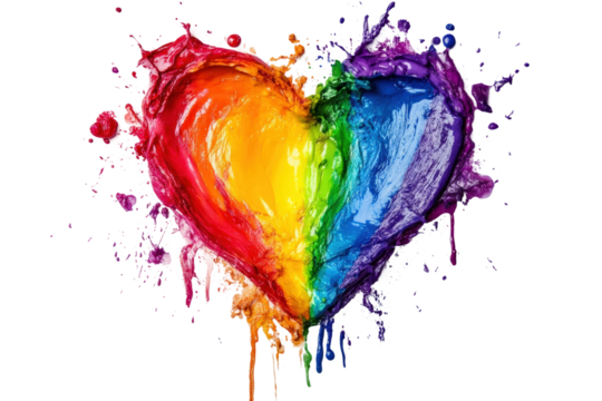 Celebrating love with vibrant rainbow heart abstract design isolated on transparent background