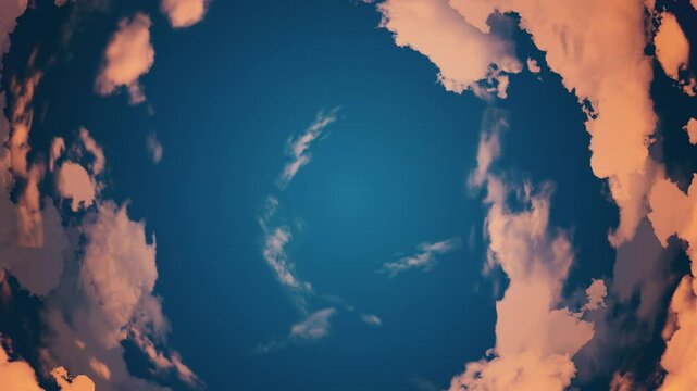 夕焼け空と円運動する雲のアニメーション