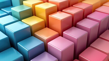 Obraz premium Colorful 3D geometric blocks arranged in a gradient pattern creating a vibrant background