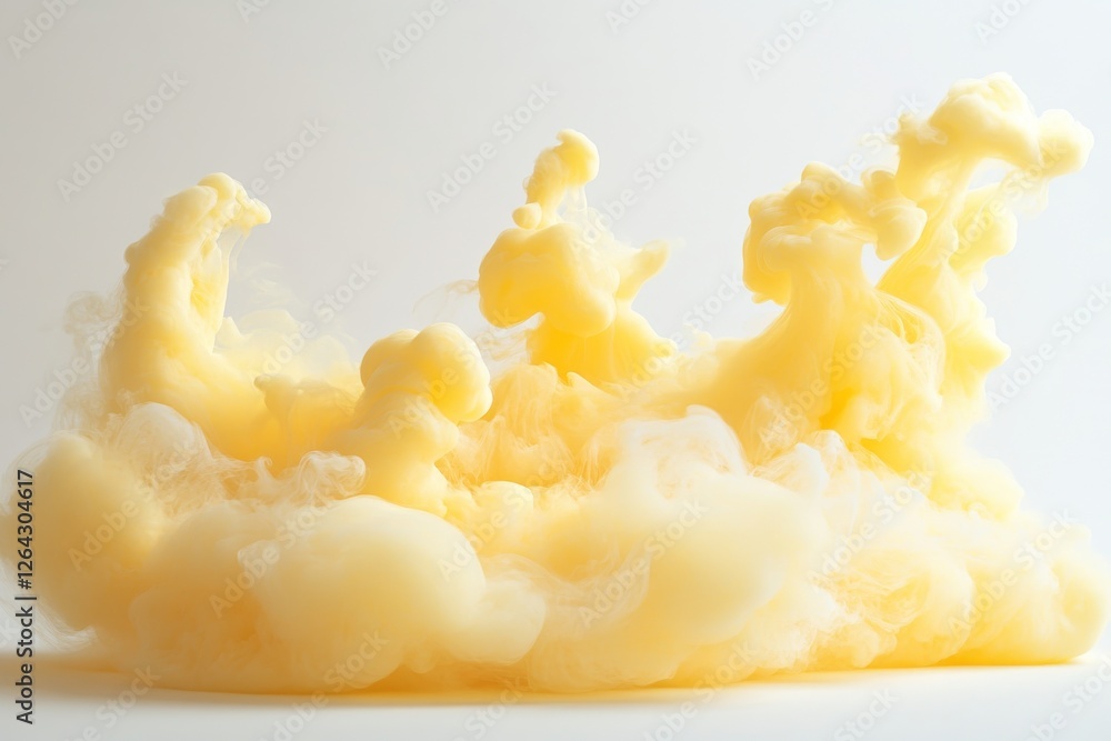 Poster soft yellow pastel watercolor splash with smooth gradients and flowing shapes on a light background,