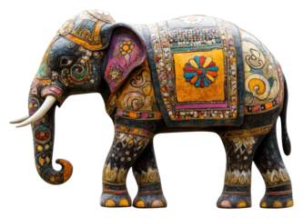 Decorative elephant sculpture gallery figurine showcase indoor isolated on transparent background