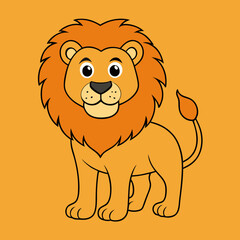 Obraz premium lion cartoon isolated on white - vector illustration