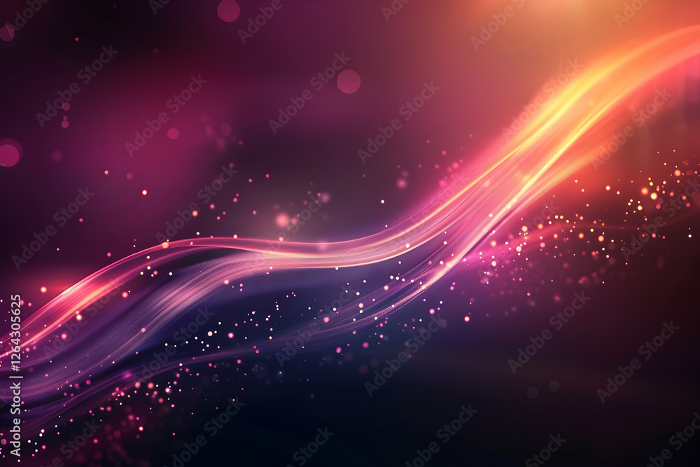 Poster abstract colorful wave pattern with shimmering particles against a soft gradient background