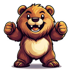 Adorable Brown Bear Cub Cartoon Character - Happy, Playful, and Friendly