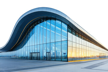 Fototapeta premium Modern architectural design urban center building daytime exterior isolated on transparent background