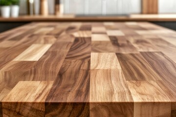 Wooden countertop for food prep in modern kitchen, used for preparing meal