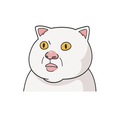 Funny Face Cat Meme Sticker PNG T-shirt Cute Illustration