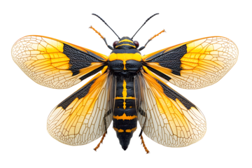 Pictures of cicadas with brown wings on a white background