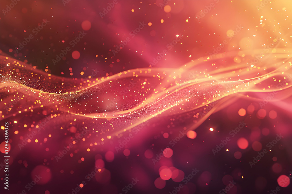 Poster abstract colorful background with flowing waves and glowing particles creating a dreamy atmosphere