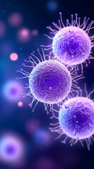 Virus cells infection, health issues research and medical studies background use generative AI