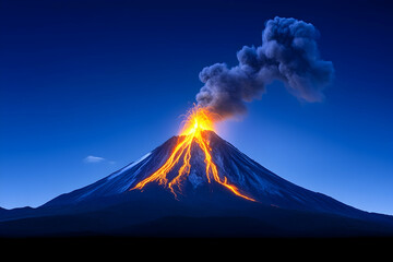 Volcano Erupting at Night Under Clear Sky for Education, News, Nature Documentaries generative AI