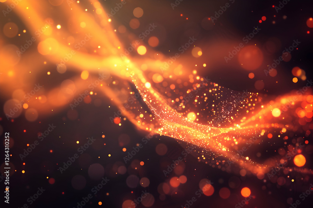 Aufkleber abstract golden wave of light particles flowing through a dark space, creating a mesmerizing backgro