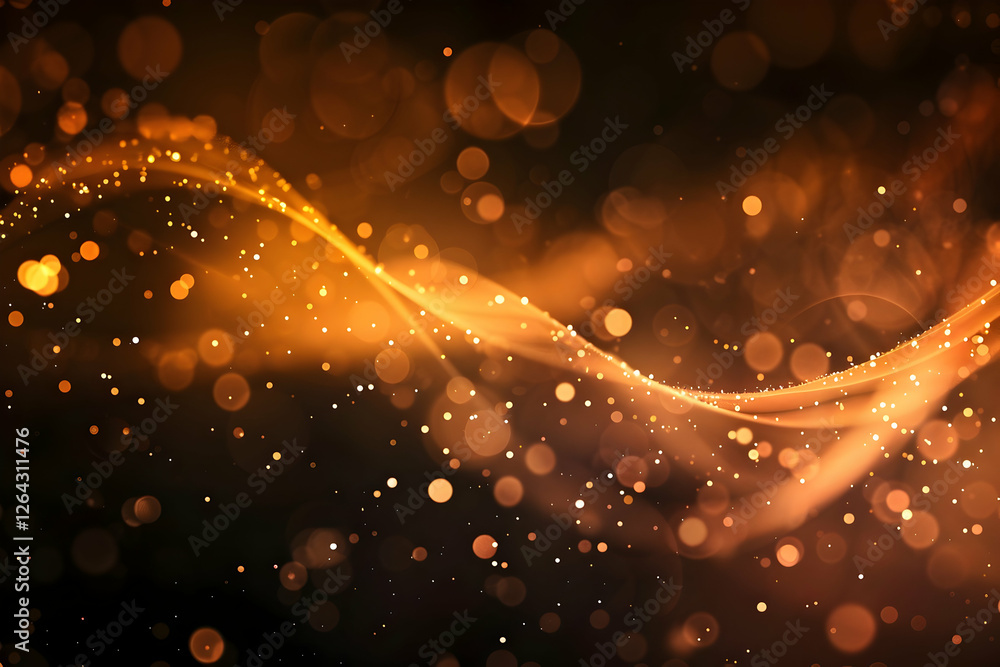 Aufkleber abstract golden wave with sparkling particles on a dark background, creating a magical atmosphere