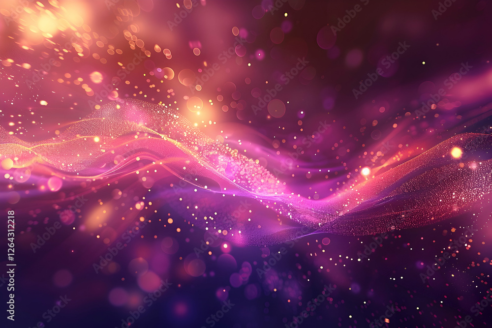 Poster colorful abstract background with flowing waves of light and bokeh effects, creating a dreamy atmosp
