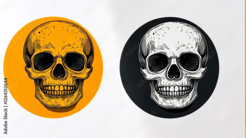 Poster decorative skull designs in contrasting colors creating a striking visual impact for artistic displa