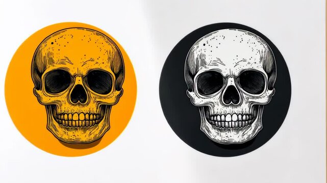 Decorative skull designs in contrasting colors creating a striking visual impact for artistic display