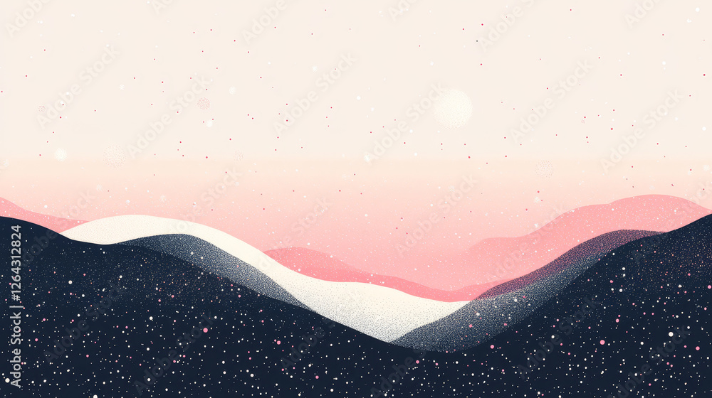 Poster pixel bitmap background with bright pink gradient fading into white bottom. small scattered sparkles