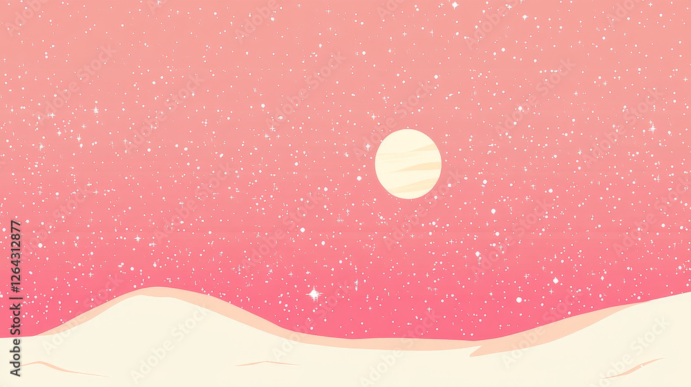 Poster pixel bitmap background with bright pink gradient fading into white bottom. small scattered sparkles
