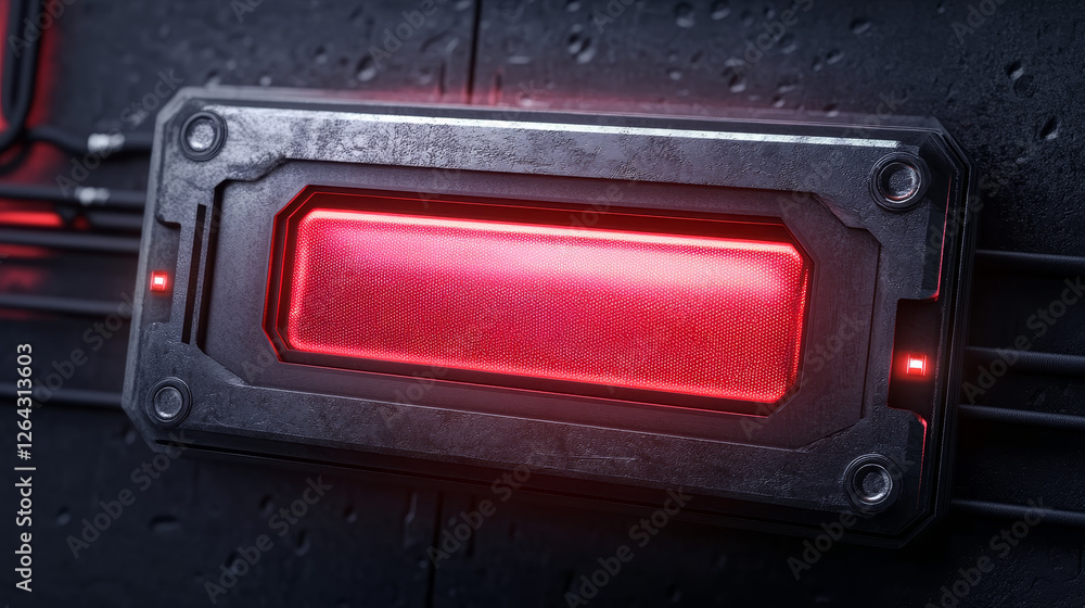 Poster progress bar loading steps with flourish decorated metal frame with red neon glowing linear loader f