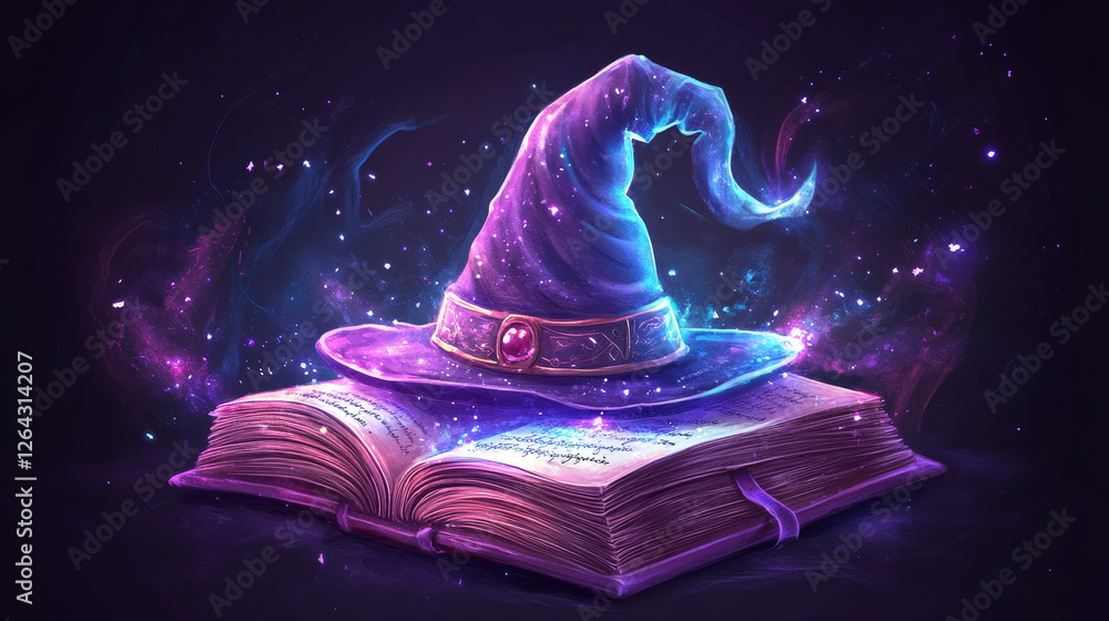Aufkleber wizard game icon with magic book ui set. fantasy medieval halloween object with element for witchcra