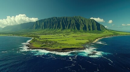 Majestic Ko'olau Mountain Range Overlooking Oahu's Coastline