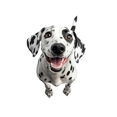 Happy Dalmatian Dog Looking Up, Overhead View