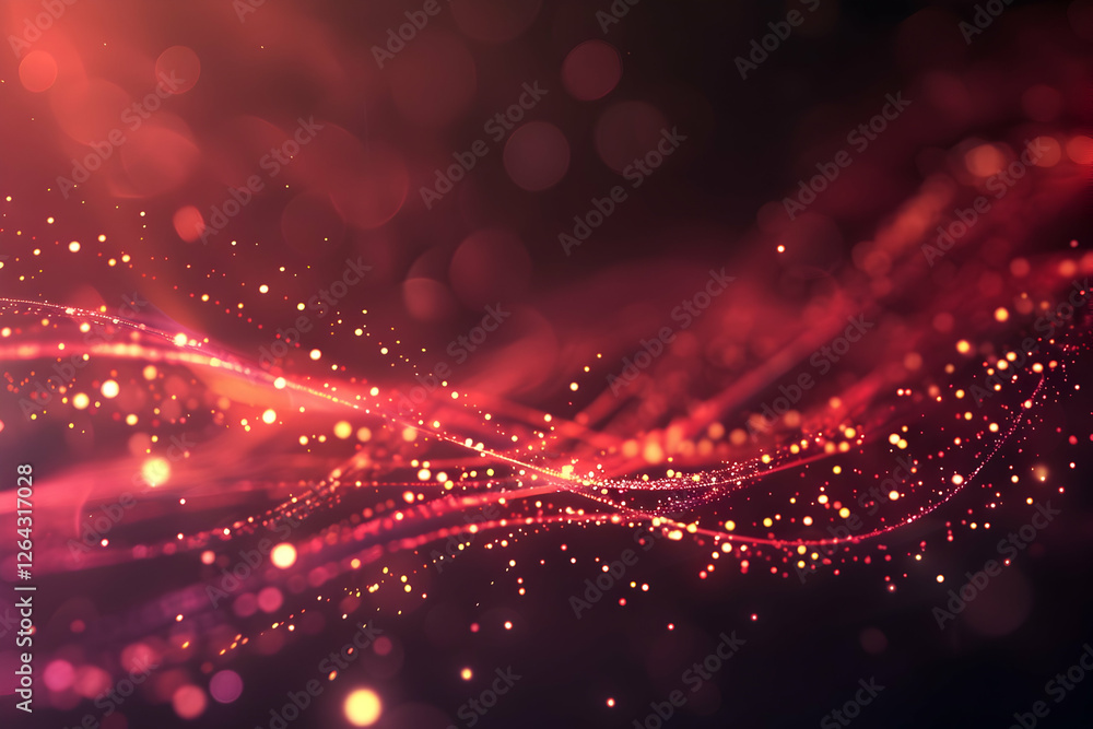 Poster abstract vibrant waves of light and color flowing through a dark background, creating a dreamy atmos