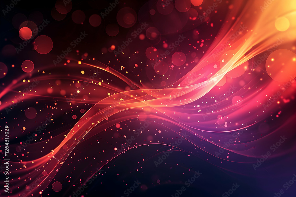Aufkleber colorful abstract wave pattern with glowing particles, creating a vibrant background scene