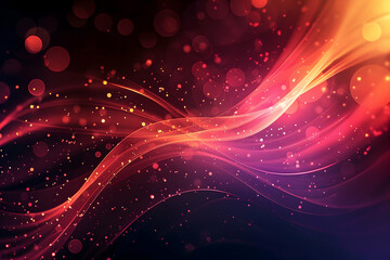Obraz premium Colorful abstract wave pattern with glowing particles, creating a vibrant background scene