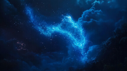 Fototapeta premium Shooting star arc light with magic neon curve. Glitter flare arch line trail. Blue dust sparkle glowing from meteor flying at night. Twinkle burst transparent element motion isolated tail set