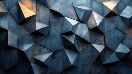 Fototapeta premium Abstract geometric background with dark blue metallic textured polygons