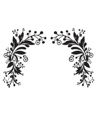High Quality Black Silhouette Floral Design Elements