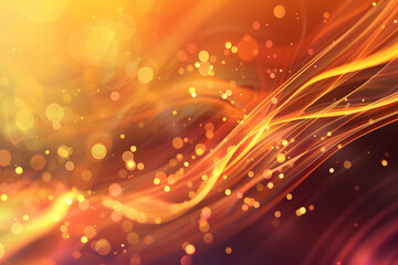 Fototapeta premium Abstract vibrant background featuring flowing golden waves and glowing particles, ideal for design