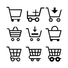 Minimalist Shopping Cart Vector Set.