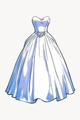 White evening gown dress fashion illustration wedding.