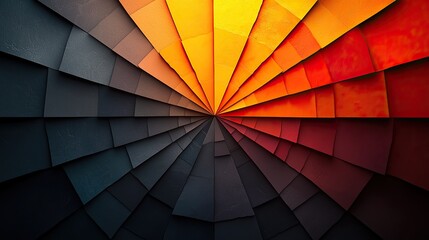 Fototapeta premium Abstract geometric pattern with vibrant colors radiating from the center, creating depth and intrigue