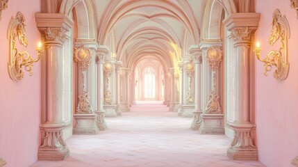 Obraz premium Narrow Corridor Flanked by Arched Architecture and Glowing Lights