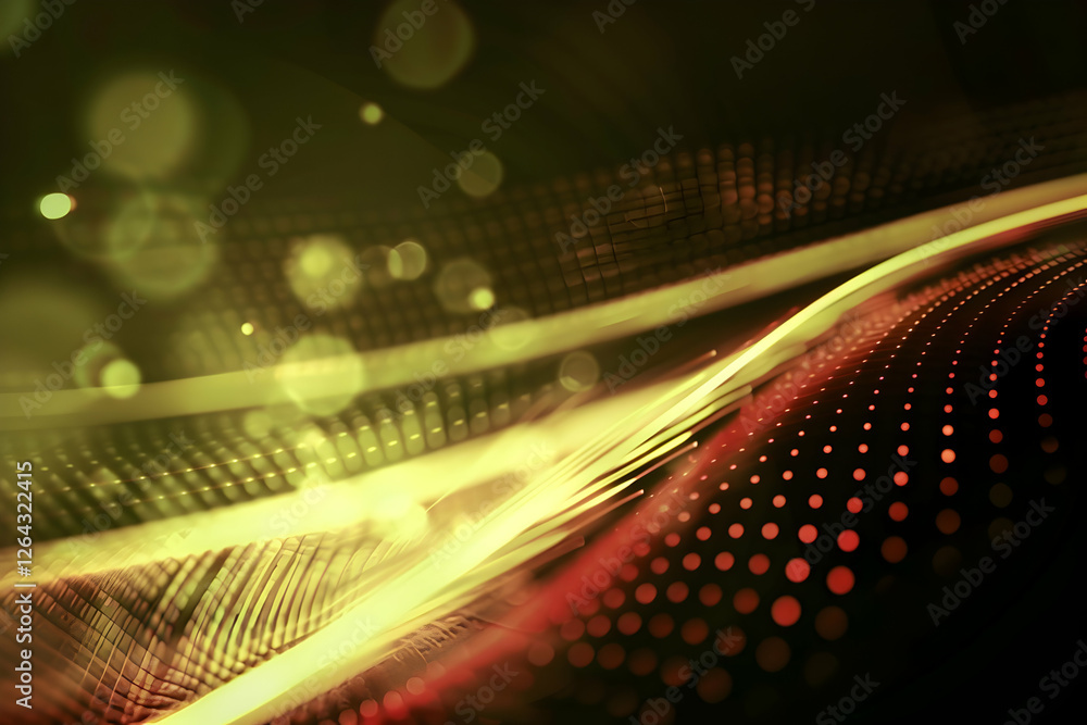 Poster abstract digital background with flowing lines and glowing dots creating a vibrant atmosphere